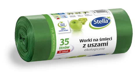 Stella Worki na śmieci z uszami EKOLOGICZNE 35L 15szt zielone
