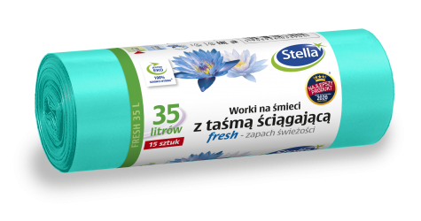 Worki na śmieci z taśmą ściągającą FRESH - świeży zapach 35L 15szt