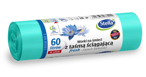 Worki na śmieci z taśmą ściągającą FRESH - świeży zapach 60L 10szt