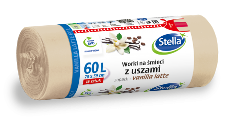 Stella Worki na śmieci z uszami - zapach vanilla latte 60L 16szt