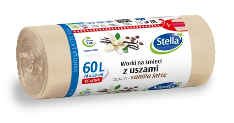 Stella Worki na śmieci z uszami - zapach vanilla latte 60L 16szt