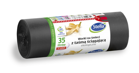 Worki na śmieci z taśmą ściągającą EKOLOGICZNE 35L 15szt