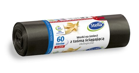 Worki na śmieci z taśmą ściągającą EKOLOGICZNE 60L 10szt