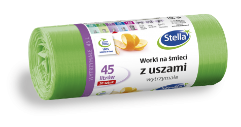 Stella Worki na śmieci z uszami WYTRZYMAŁE 45L 20szt zielone