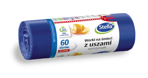 Stella Worki na śmieci z uszami WYTRZYMAŁE 60L 20szt granatowe